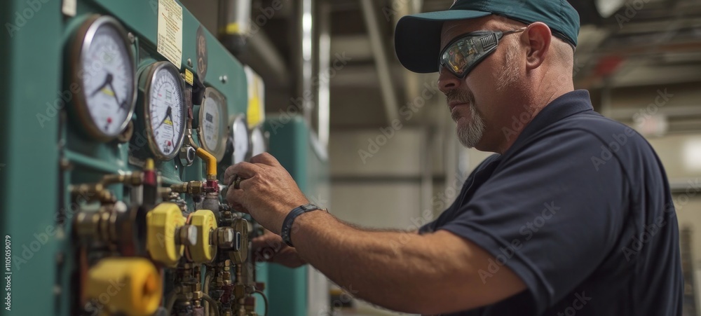 Industrial Technician Inspecting Equipment Industrial Technician Inspecting Equipment