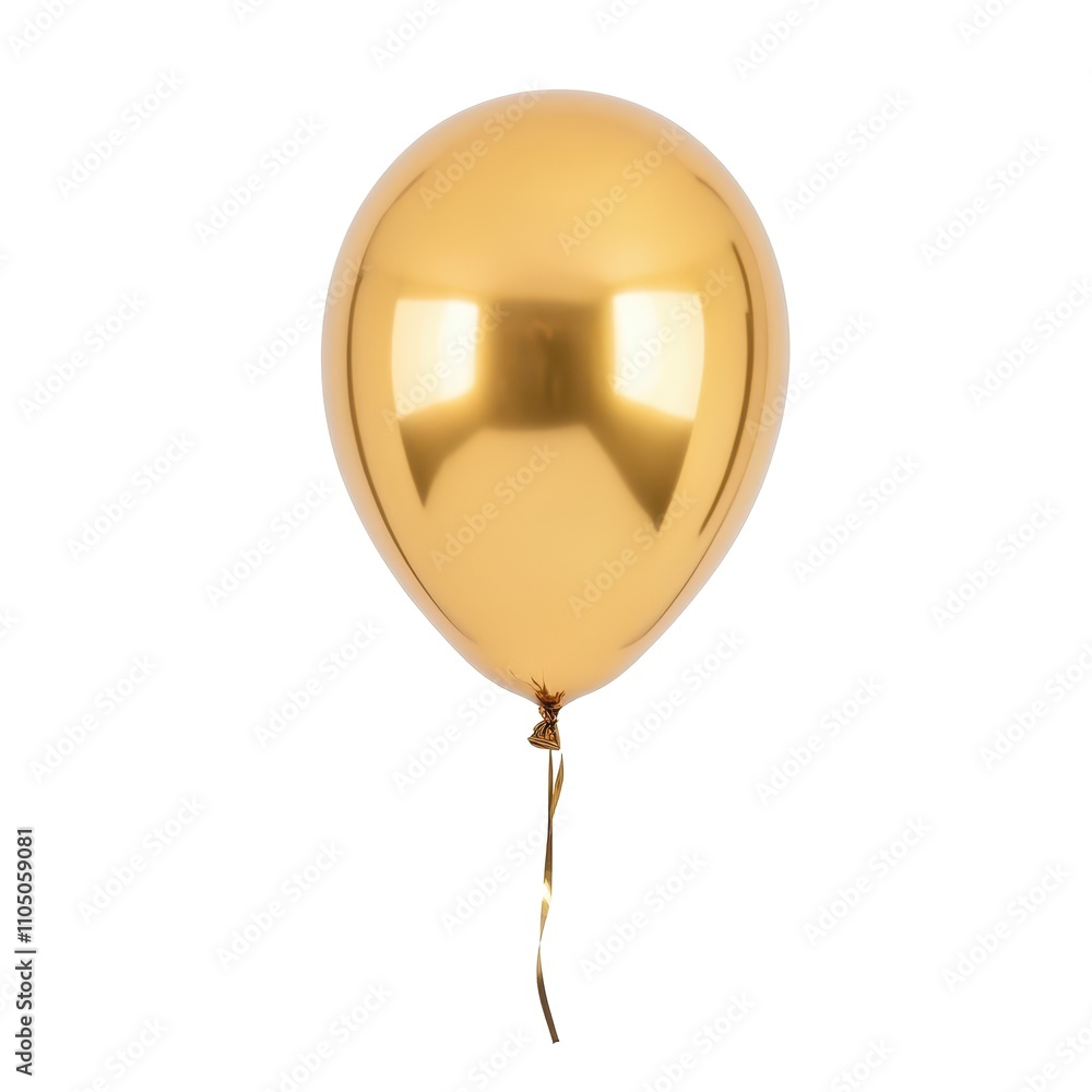 Single Gold Balloon Isolated On White Background Single Gold Balloon Isolated On White Background