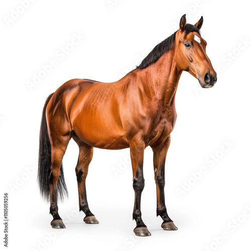 Full-Body Photo of Wild Horse Isolated on White Background