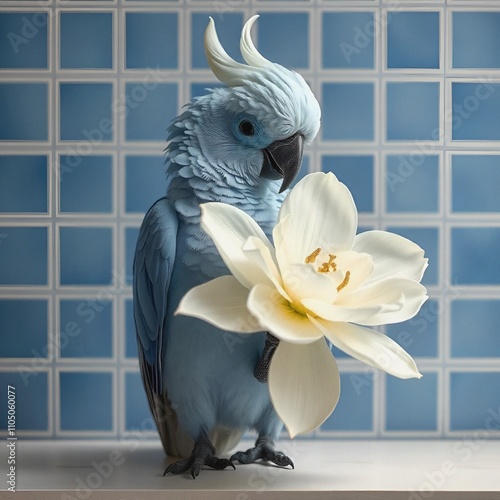 blue and white parrot photo