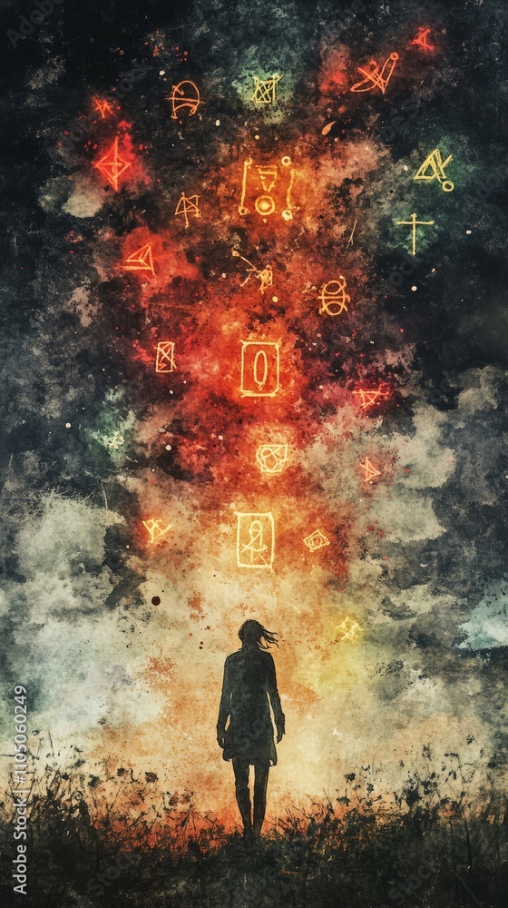 Obraz premium The Floating Symbols, Schizotypal Personality Disorder