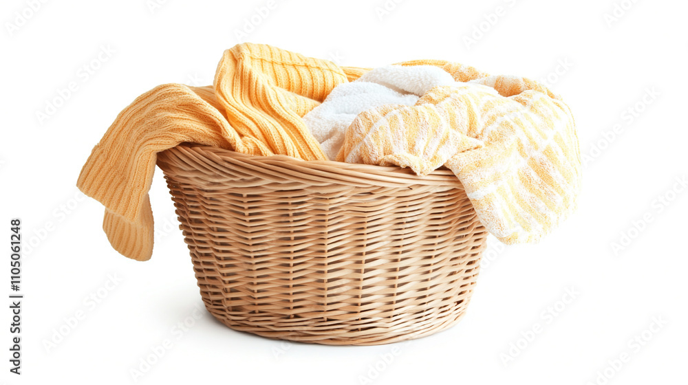 Laundry Basket with Yellow and White Clothes Laundry Basket with Yellow and White Clothes