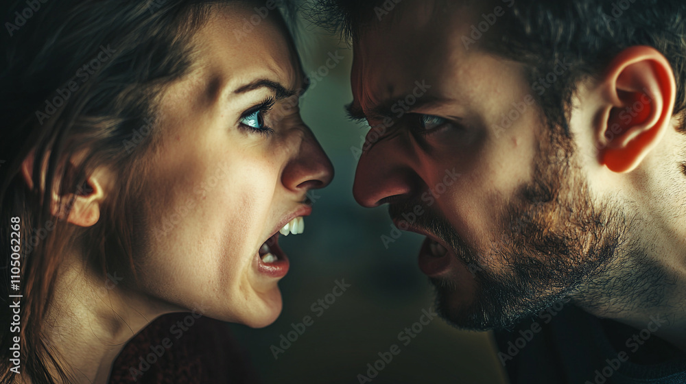 Angry Couple Face to Face Relationship Conflict Emotional Distress Angry Couple Face to Face Relationship Conflict Emotional Distress