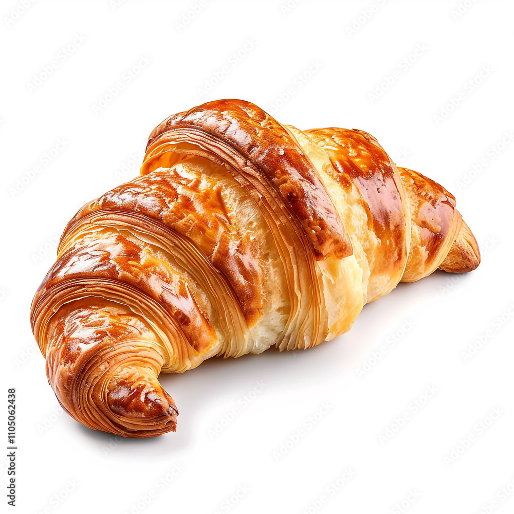 Close-up of a freshly baked croissant with a golden crust Close-up of a freshly baked croissant with a golden crust