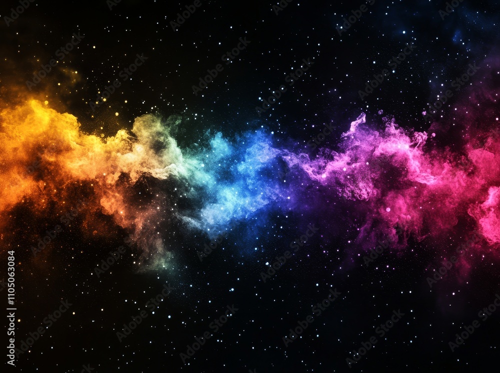 Warm, colorful rainbow light shines through a dusty black background, producing a defocused, abstract, and slightly scratched retro film effect perfect for use as an overlay on photos or as a screen Warm, colorful rainbow light shines through a dusty black background, producing a defocused, abstract, and slightly scratched retro film effect perfect for use as an overlay on photos or as a screen