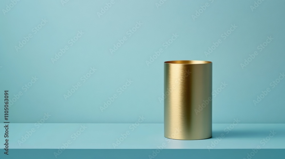Golden Cylinder on Blue. Golden Cylinder on Blue.