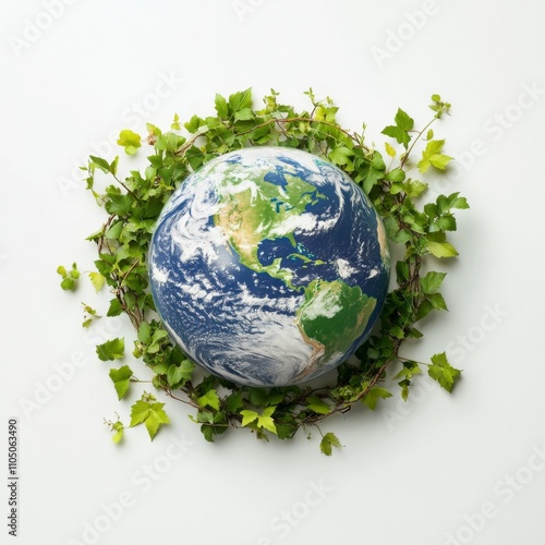 Sustainable earth representation nature digital artwork green environment aerial view eco-conscious concept