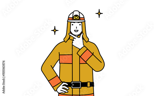 Firefighter in fire uniform in a confident pose.