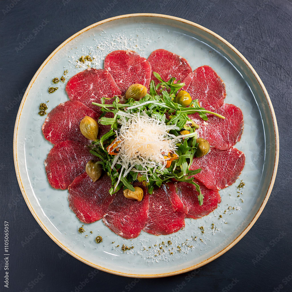 Sophisticated Carpaccio de Boeuf with Parmesan and Arugula