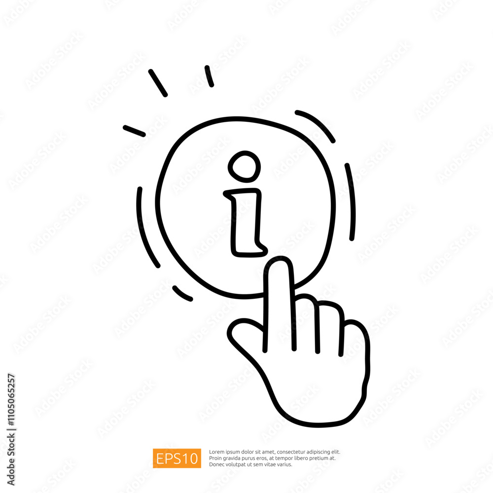 A simple line drawing of a hand pointing at a circular information icon, symbolizing the act of seeking or providing information. A simple line drawing of a hand pointing at a circular information icon, symbolizing the act of seeking or providing information.