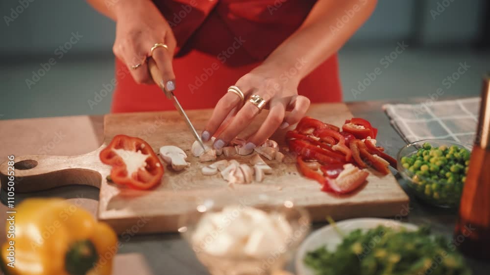 Chopping Vegetables on a Chopping Board Chopping Vegetables on a Chopping Board