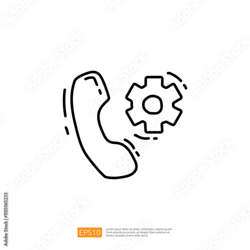 The image features a telephone receiver next to a gear, symbolizing communication and settings or adjustments.