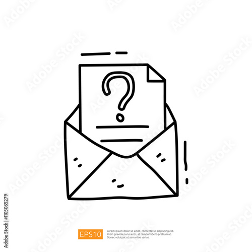 A hand-drawn illustration of an envelope containing a letter with a question mark, symbolizing uncertainty or inquiry.