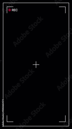 Animation on a black screen. Animation of the viewfinder of the video recording camera. Suitable for video editing.