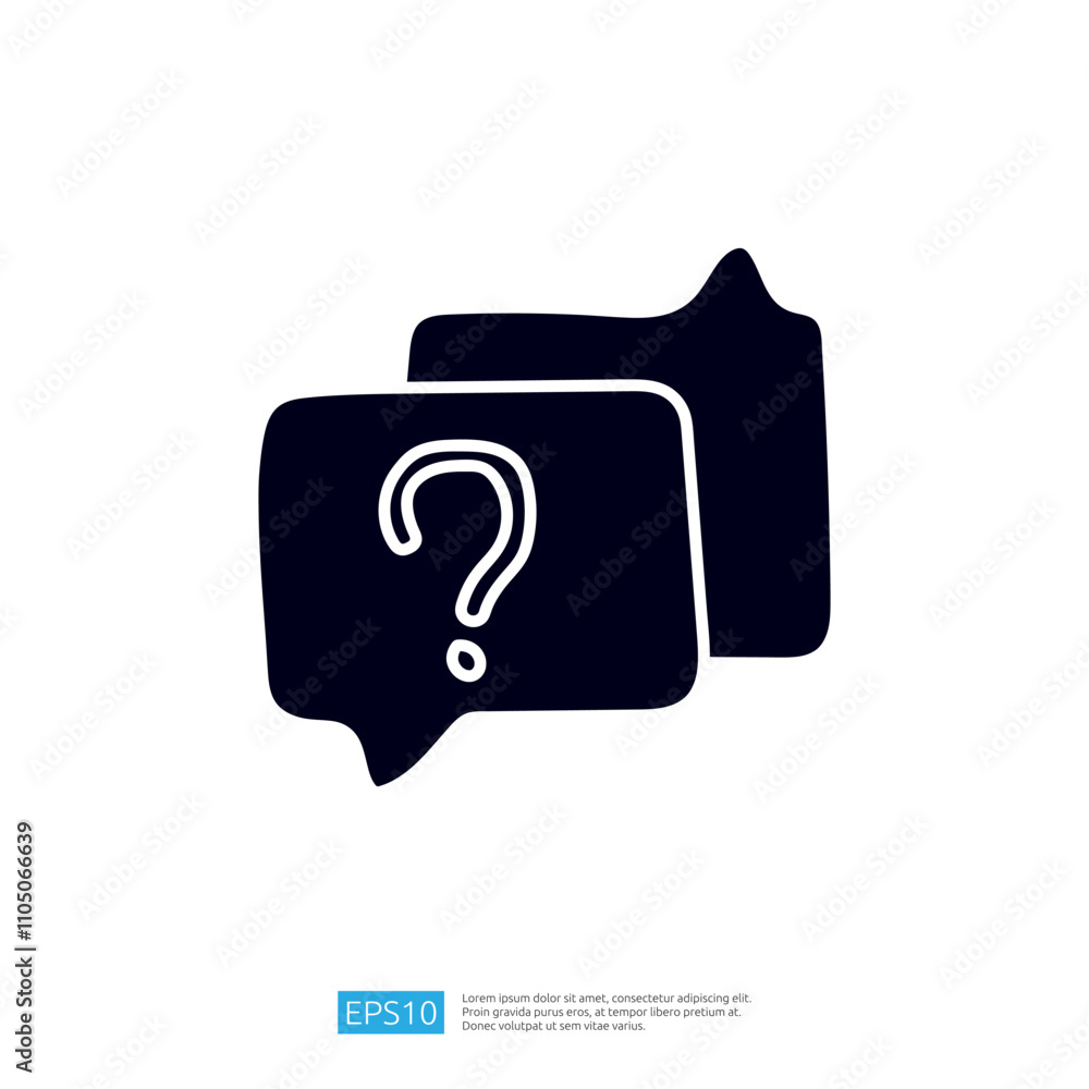 This image features two speech bubbles, one containing a question mark, symbolizing inquiry or communication. It represents the concept of asking questions or seeking information. This image features two speech bubbles, one containing a question mark, symbolizing inquiry or communication. It represents the concept of asking questions or seeking information.