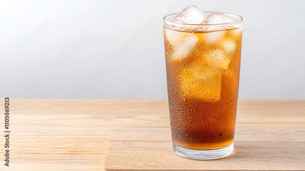 Herbal iced tea in a tall glass with condensation, placed on a wooden surface, space for advertising text, high-end foods photography, deep depth of field, Product photography with high resolution, Herbal iced tea in a tall glass with condensation, placed on a wooden surface, space for advertising text, high-end foods photography, deep depth of field, Product photography with high resolution,
