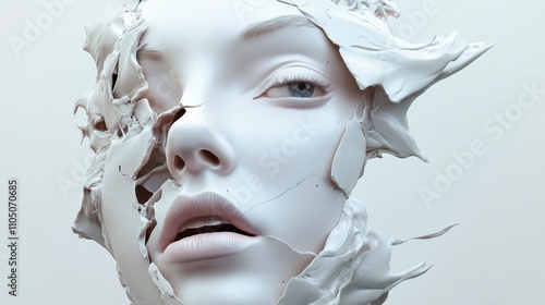 Wallpaper Mural Abstract Sculpted Face Fragmentation Art Torontodigital.ca