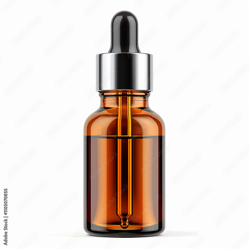 Top View of a Brown Glass Bottle with a Dropper Top View of a Brown Glass Bottle with a Dropper