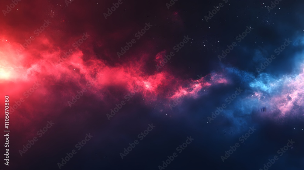 Fototapeta premium Red and Blue Nebula Cosmic Cloudscape Starry Night