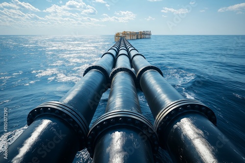 Pipelines leading the LNG terminal and the LNG tanker