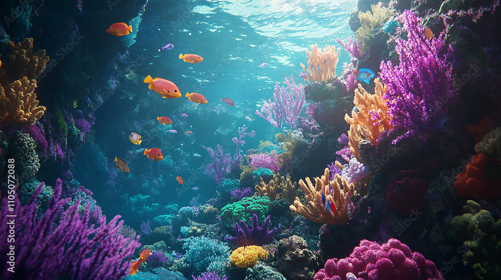 Naklejka premium a vibrant coral reef with an array of colorful fish
