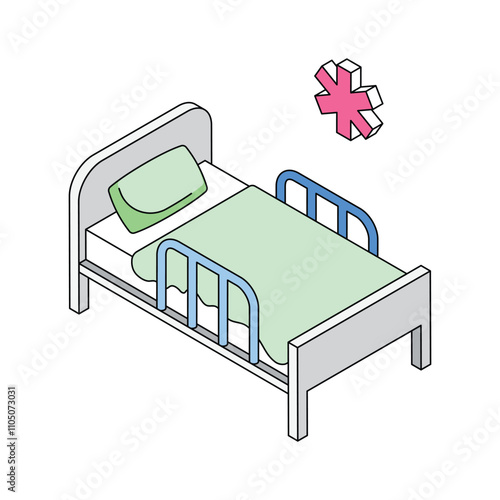 Hospital bed representing patient care and rest areas