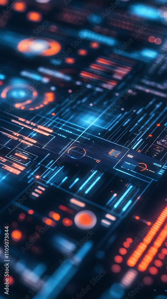 Abstract Futuristic Digital Interface: Neon Hues and Data Streams Abstract Futuristic Digital Interface: Neon Hues and Data Streams