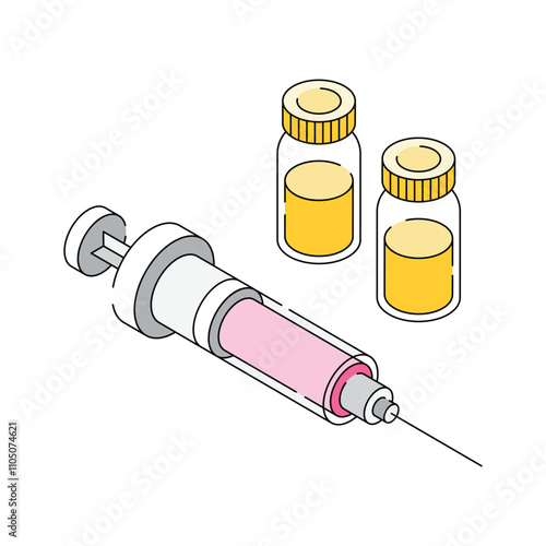 Syringe and vials for injections and healthcare treatments