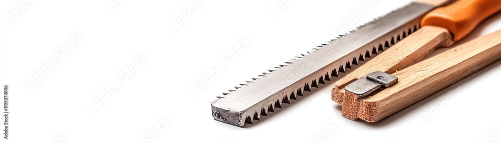 Hand tools with wooden handles on a white isolated background. Hand tools with wooden handles on a white isolated background.