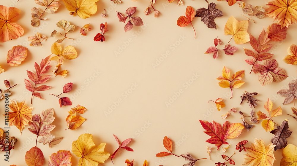 autumn composition with frame made of fresh flowers on soft color background autumn composition with frame made of fresh flowers on soft color background