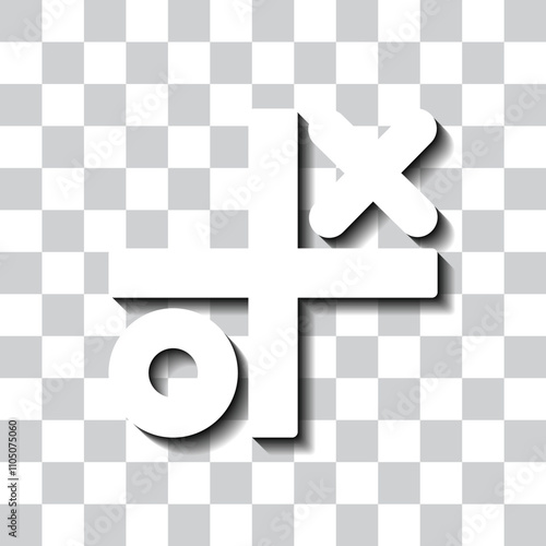 Tic tac toe simple icon vector. Flat design. White with shadow on transparent grid