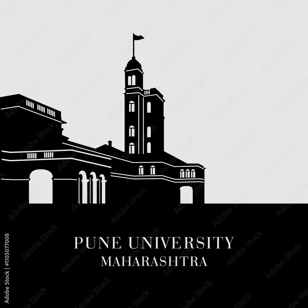 Naklejka premium BUILDING OF PUNE UNIVERSITY, MAHARASHTRA 