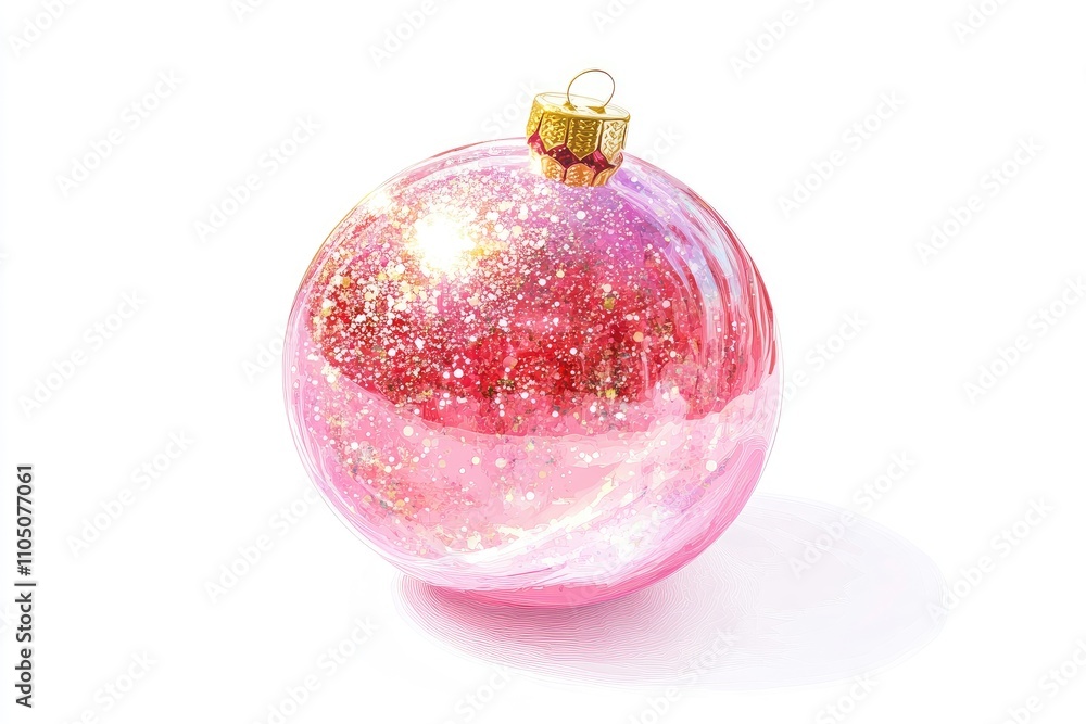 Pink Glittery Christmas Ornament Isolated On White Background Pink Glittery Christmas Ornament Isolated On White Background
