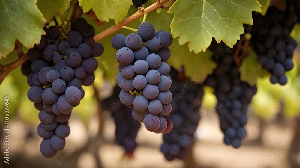 Fototapeta premium Ripe Purple Grapes on the Vine