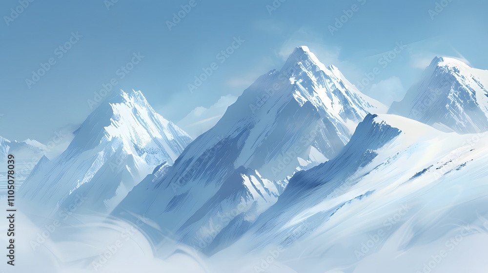 Obraz premium Majestic Snowcapped Mountains Under a Clear Blue Sky