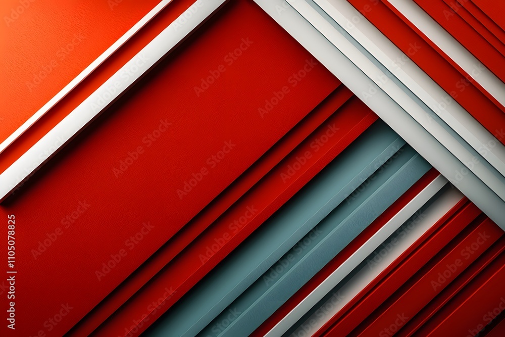Obraz premium Abstract Composition of Red and Blue Geometric Shapes with Lines Creating Dynamic Contrast and Depth in a Modern Digital Artwork