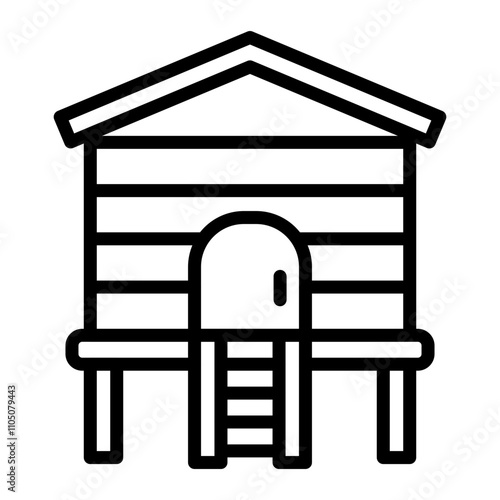 Chicken Coop Vector Line Icon Design