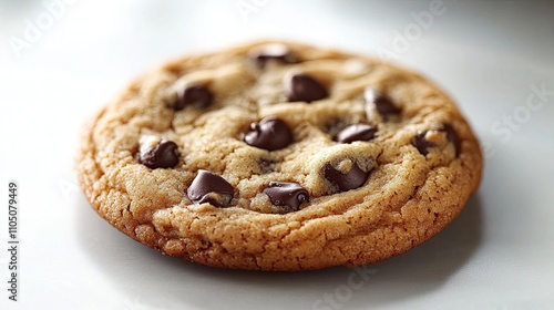 a freshly baked chocolate chip cookie with gooey melted chocolate and a crispy edge. 