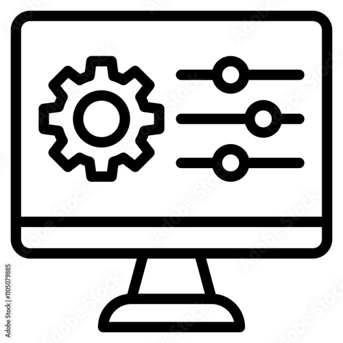 Computer settings icon outline vector