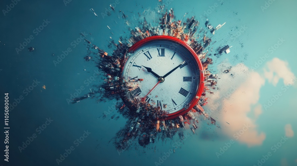 custom made wallpaper toronto digitalAn abstract concept of time management with a clock splitting into work tasks and leisure activities, Work-life balance, Time management