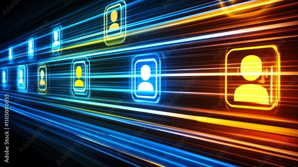 Obraz premium Fast Data Stream Digital User Profiles Network Speed Online Connections