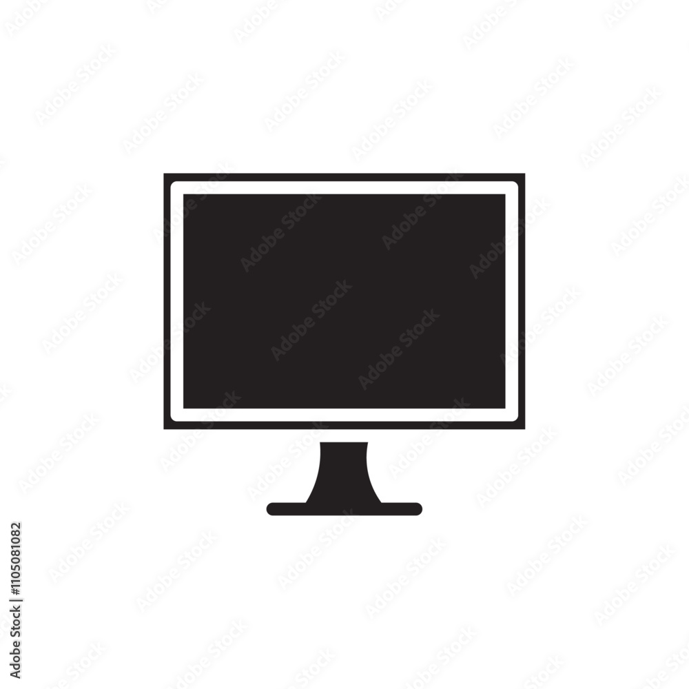 Computer screen icon Vector flat thin line illustration Computer screen icon Vector flat thin line illustration