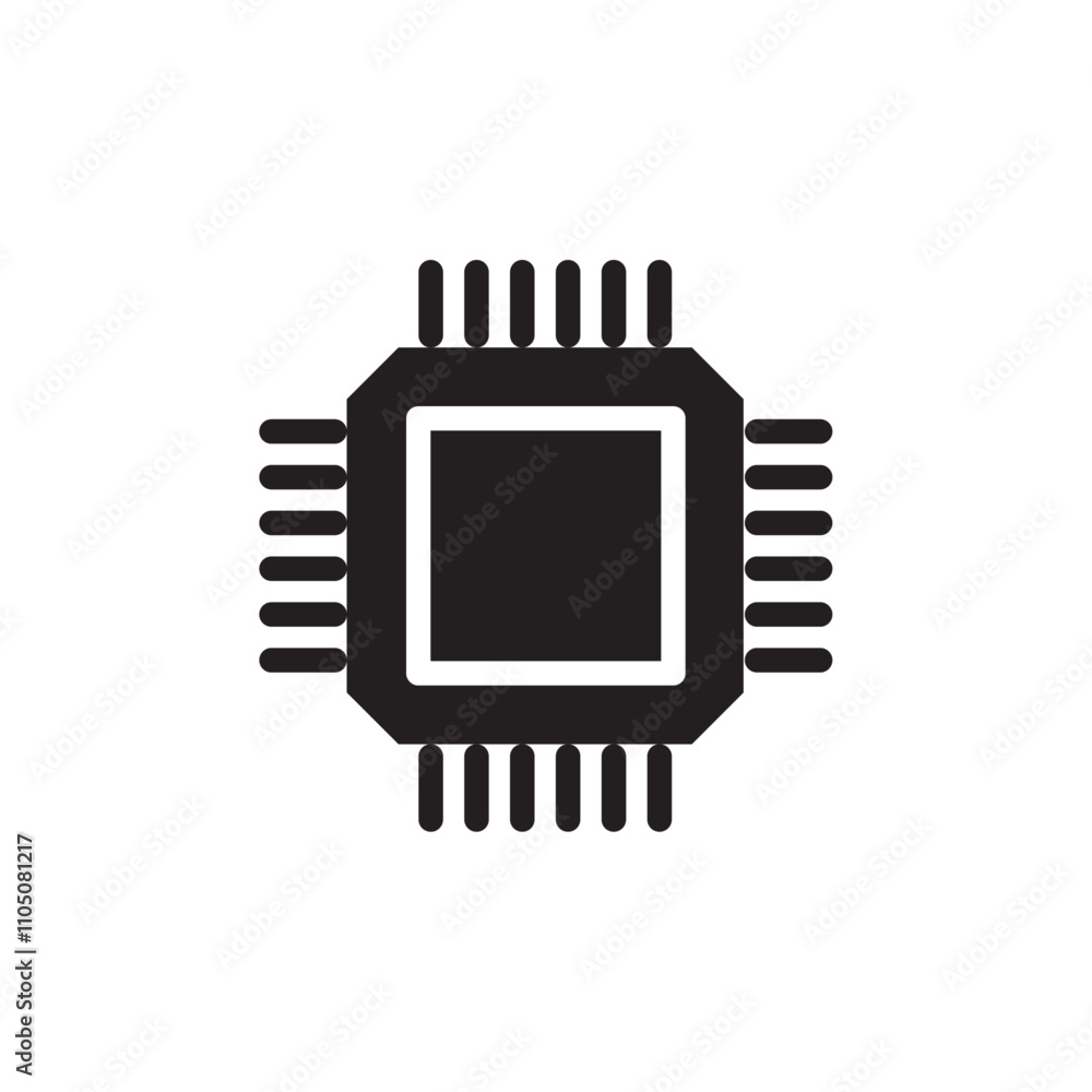 CPU icon Vector flat thin line illustration CPU icon Vector flat thin line illustration