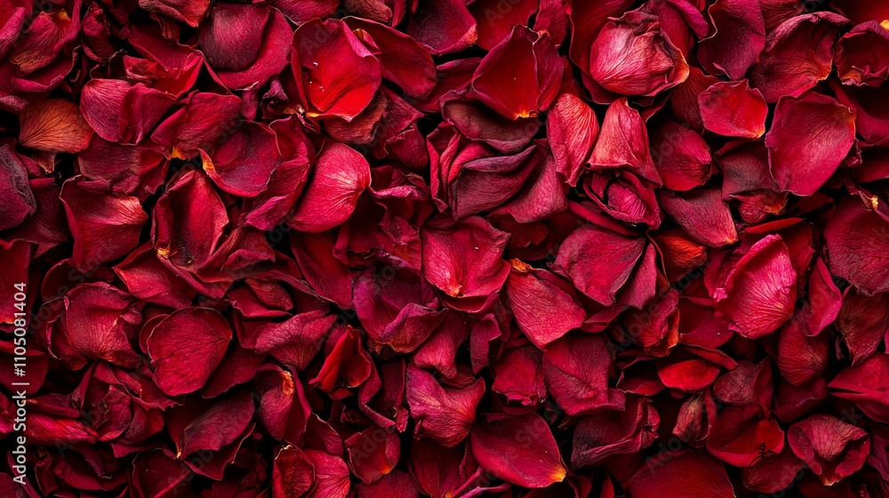 Red rose petals beautifully arranged on a surface. Red rose petals beautifully arranged on a surface.