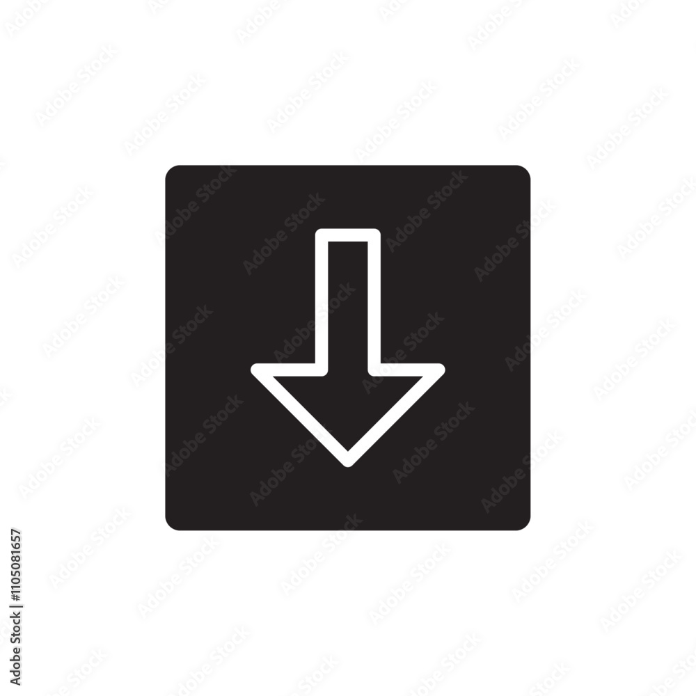 Download button icon Vector flat thin line illustration Download button icon Vector flat thin line illustration