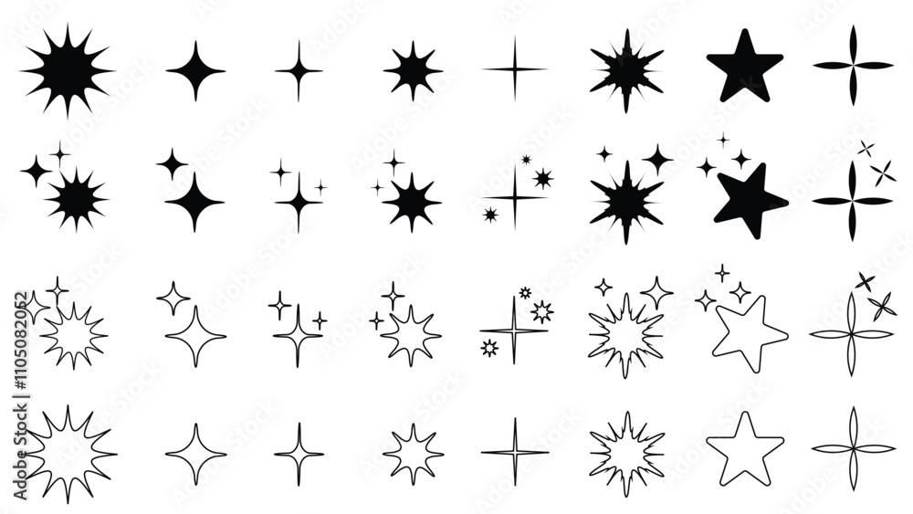 Star and Sparkle Icon Set – Hand-Drawn Decorative Elements Collection Star and Sparkle Icon Set – Hand-Drawn Decorative Elements Collection