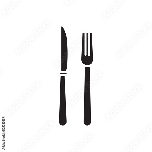 Fork and Knife icon Vector flat thin line illustration