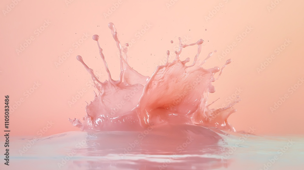 Fototapeta premium Pink Liquid Splash Creamy Texture Abstract Background Pastel Colors Fluid Dynamics