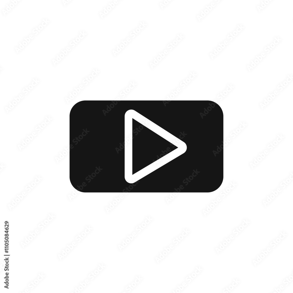 Play button icon Vector flat thin line illustration Play button icon Vector flat thin line illustration