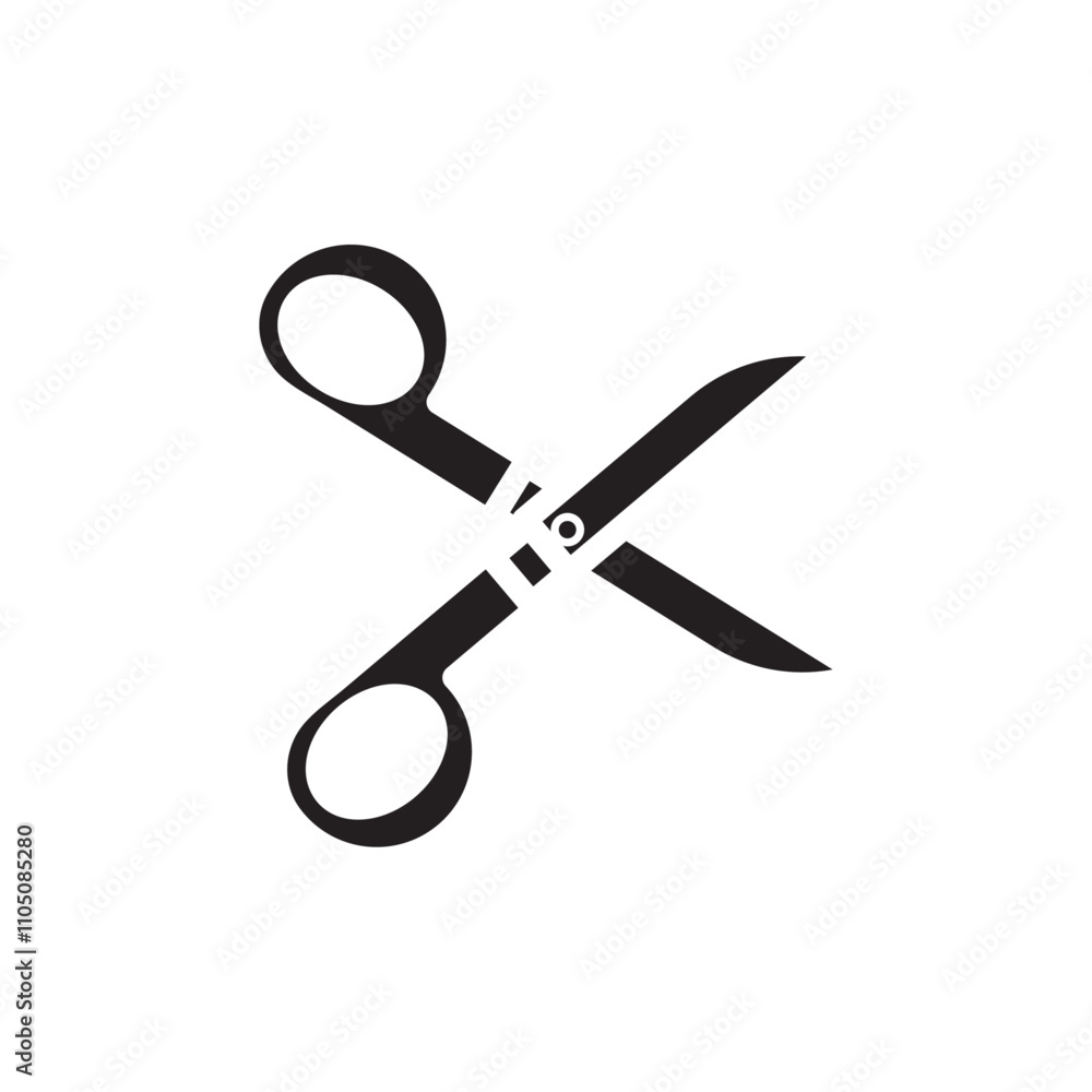 Scissor icon Vector flat thin line illustration Scissor icon Vector flat thin line illustration